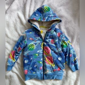 Mini Boden Bright Blue Space Shaggy-lined Zip-up Hoodie Jacket